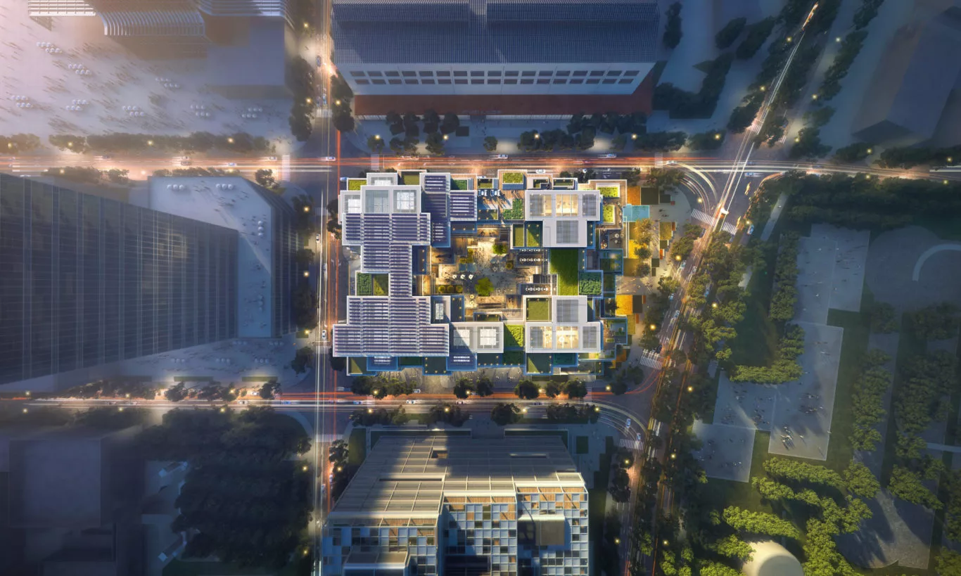 The Alibaba Shanghai Campus Headquarters' sustainability features will include green roof sections and rainwater harvesting