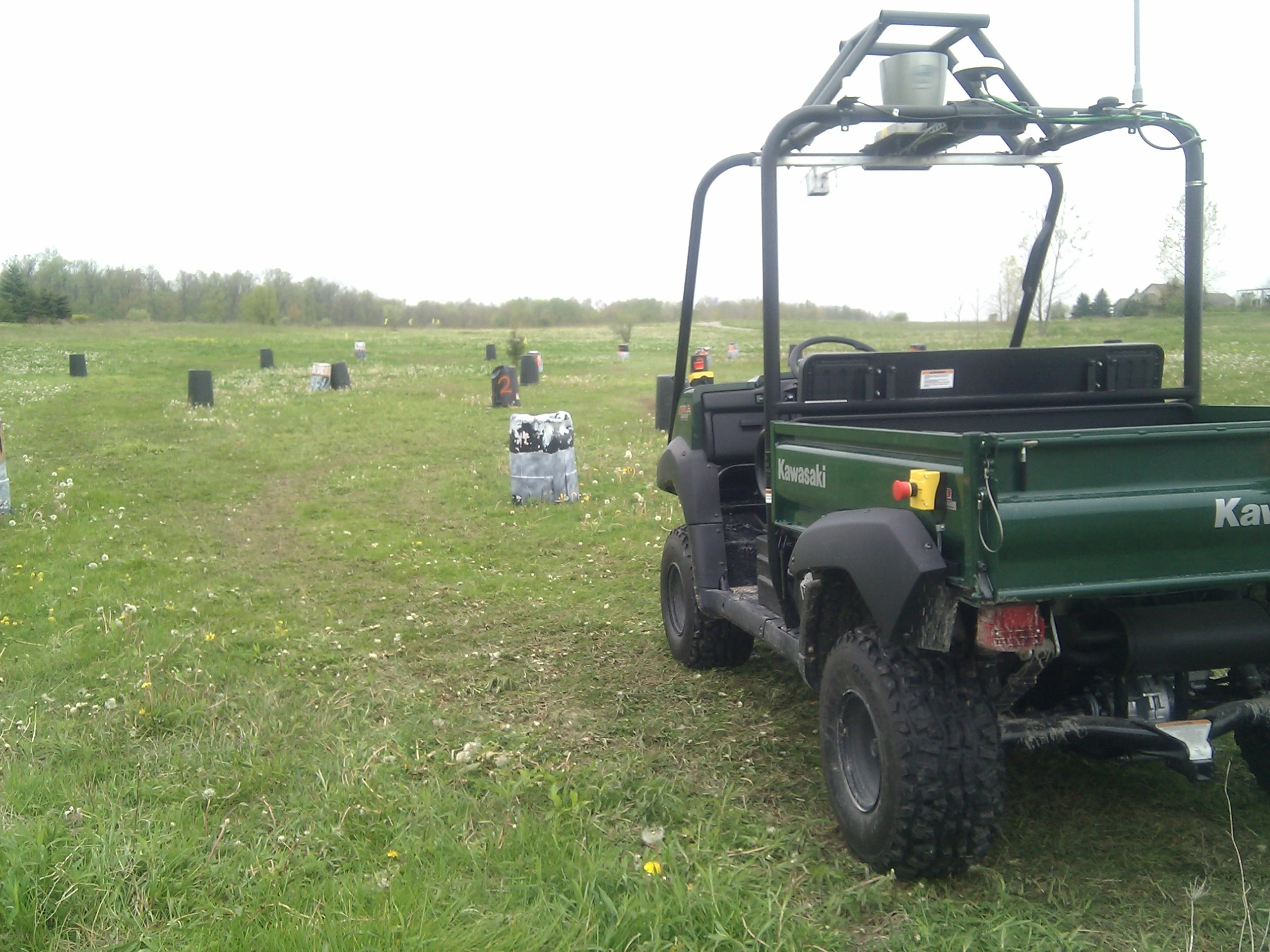 The highly modified Kawasaki 4010 Mule out on the obstacle-laden test range (Photo courtesy of Sterling Anderson)