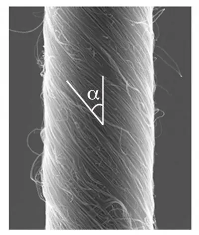 A close-up of one of the carbon nanotube yarns (Image: University of Texas at Dallas)