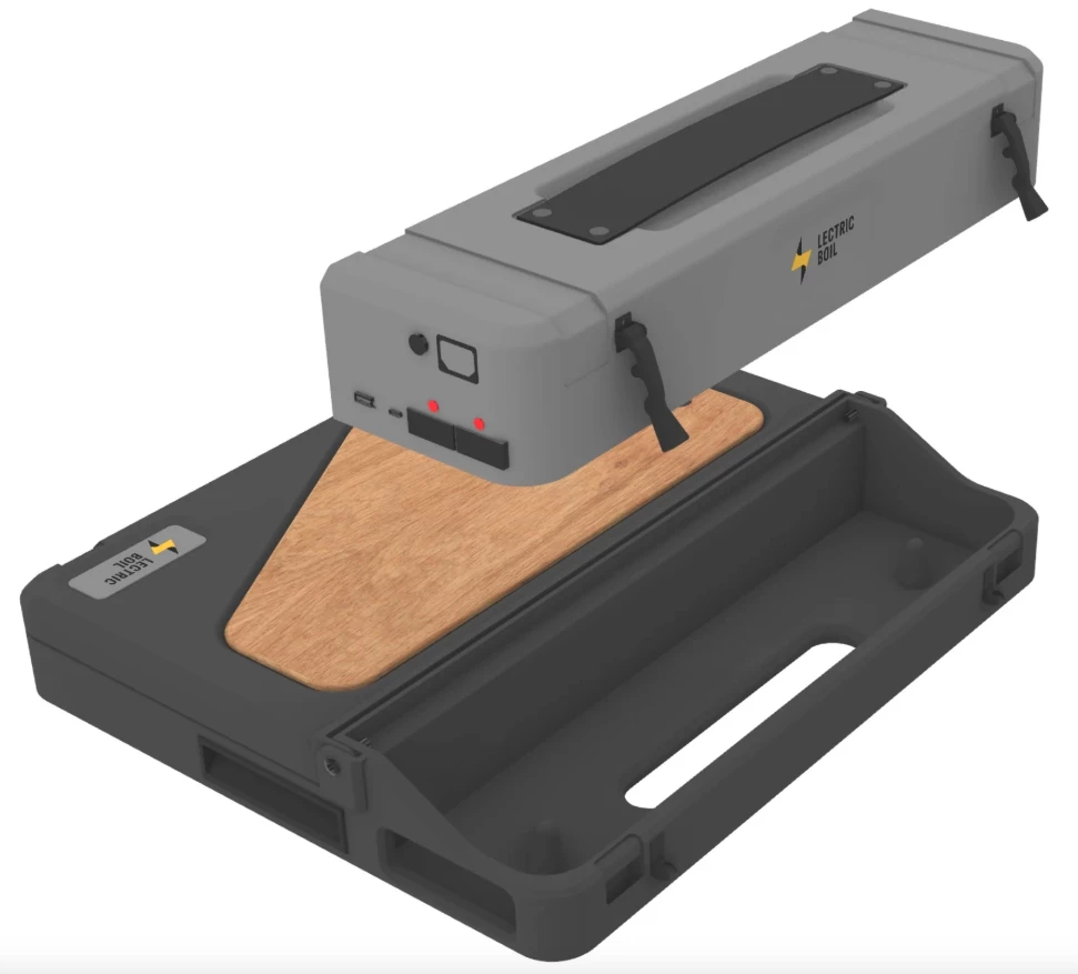 The removable battery pack offers one to three hours of cooking time before needing a charge