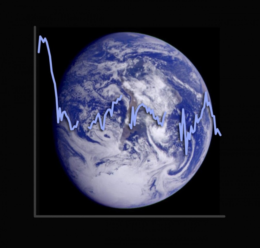 image of Earth with the planet's albedo signature plotted against it
