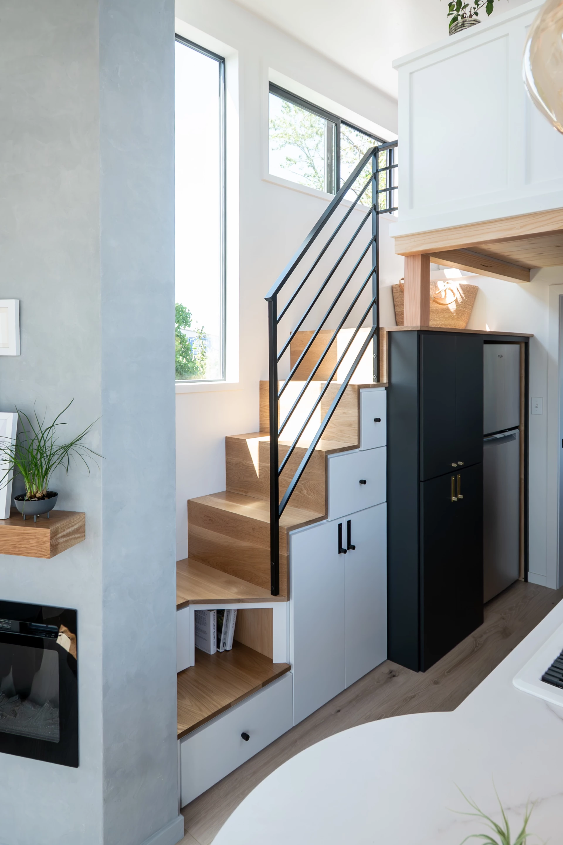 The Terra Urban's bedroom is accessed by a storage-integrated staircase