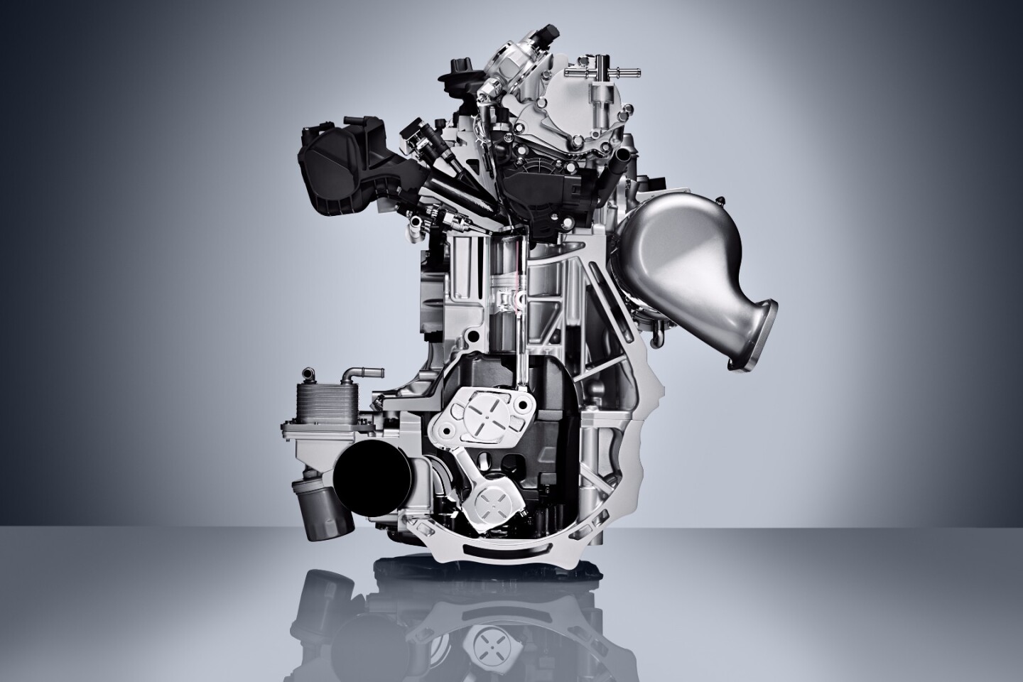 The multi-link system that allows Infiniti's new engine to adjust its compression ratio by changing the top-dead-center position of the pistons