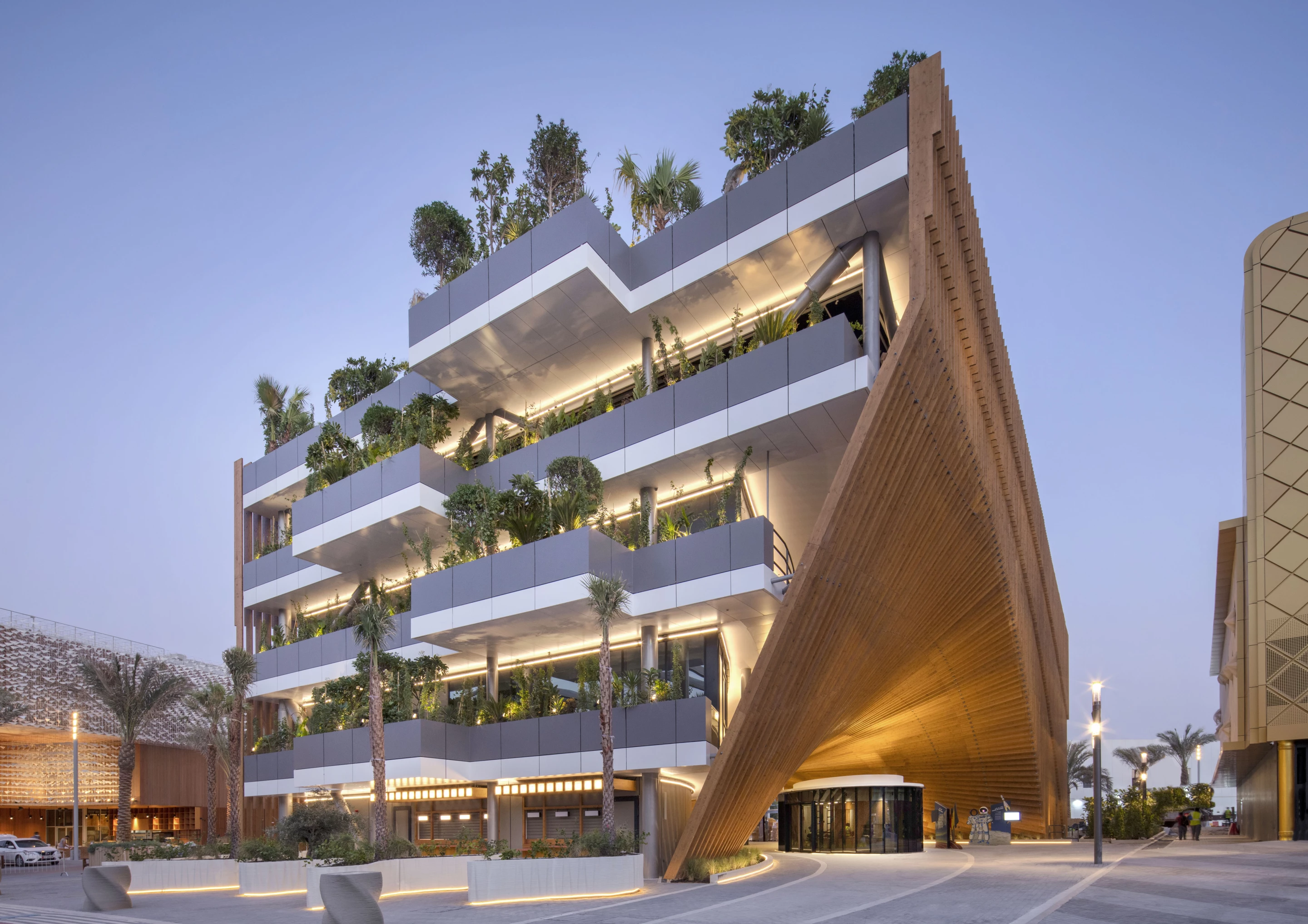 Vincent Callebaut and Assar Architects have completed the Belgian pavilion for Dubai 2020 Expo, named the Green Arch