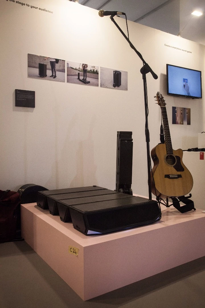A stage for street performers that packs up into a single piece of luggage, on show at the Global Grad Show in Dubai