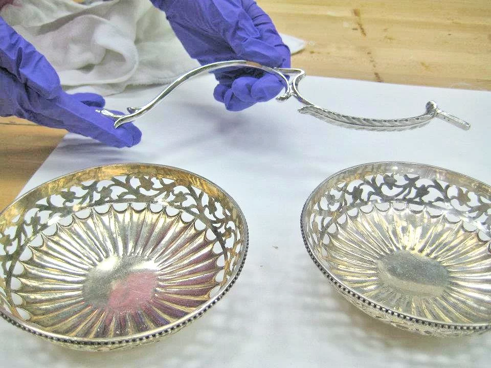 Unpolished and polished silver artwork pieces (Photo: Indianapolis Museum of Art)