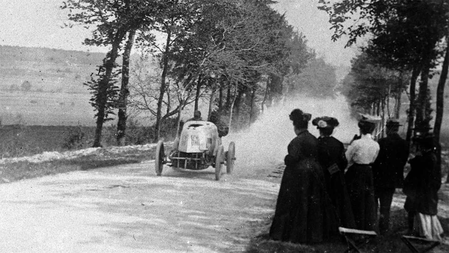 24 May, 1903 is a day that will live in history as the 1,307 km (812 mile) Paris-to-Madrid race of 1903 made global news for all the wrong reasons. Though more than 100 races had been run on European public roads prior with relatively few mishaps to non-combatants, this race was pure carnage for all, with 122 of the 224 starters failing to reach the first staging point in Bordeaux and three spectators and five racers dead. The insanity of it all is captured perfectly by this image.