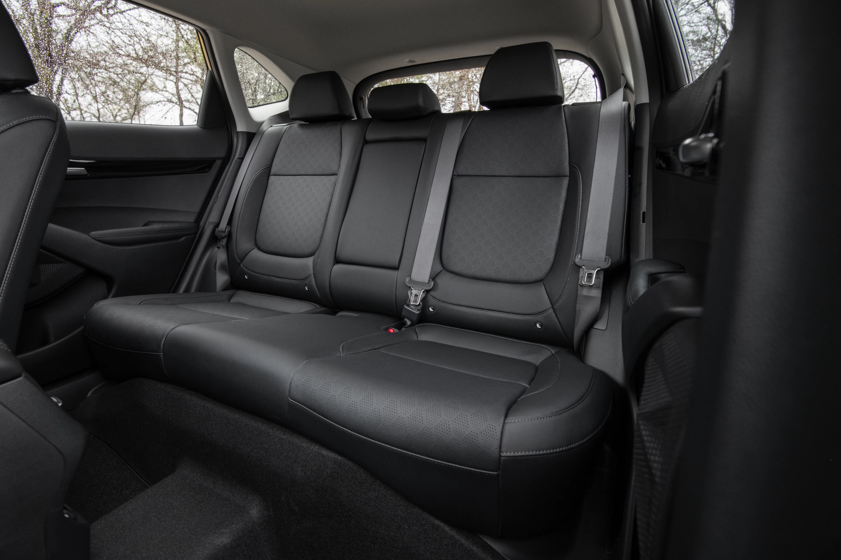 The back seat in the 2021 Seltos seats two adults comfortably and three in a pinch