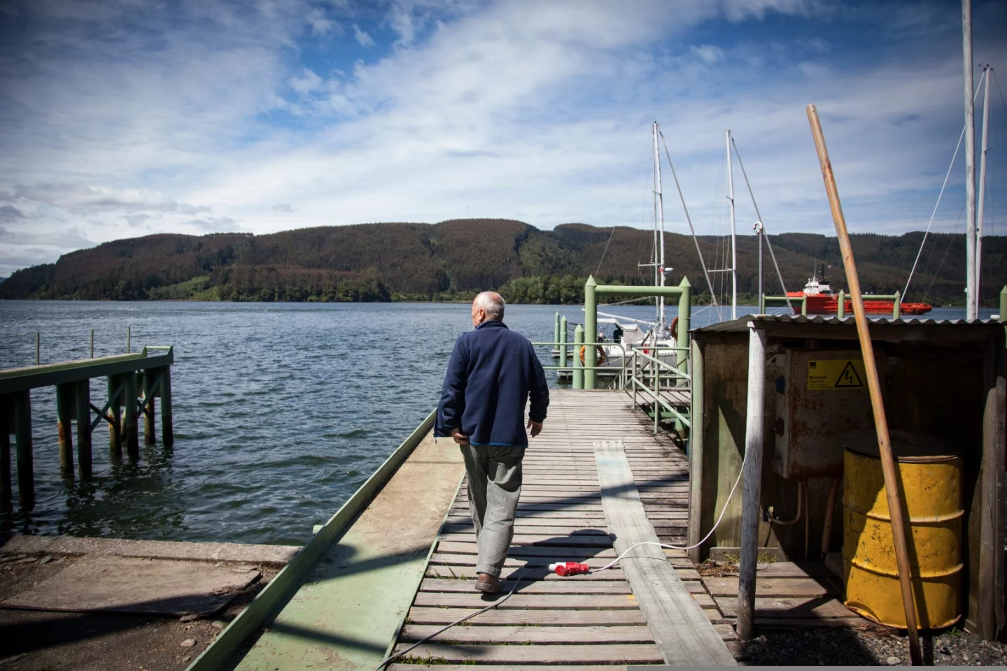Alex Wopper at his boatyard in Valdivia, Chile