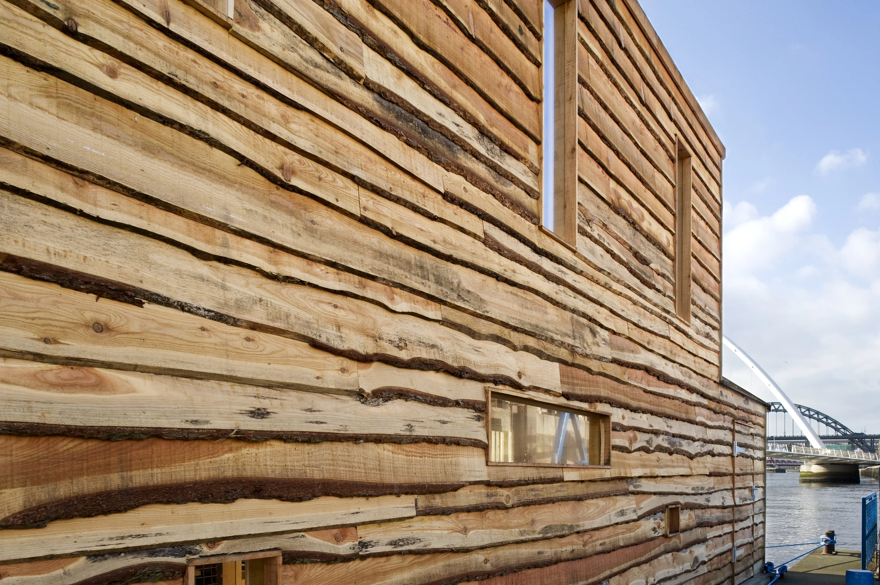 A floating watermill on England's Tyne incorporates electroacoustic instruments powered and influenced by the changing properties of the river