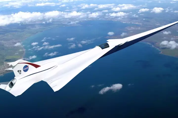 Artist's concept of Lockheed Martin’s Quiet Supersonic Technology (QueSST) X-plane
