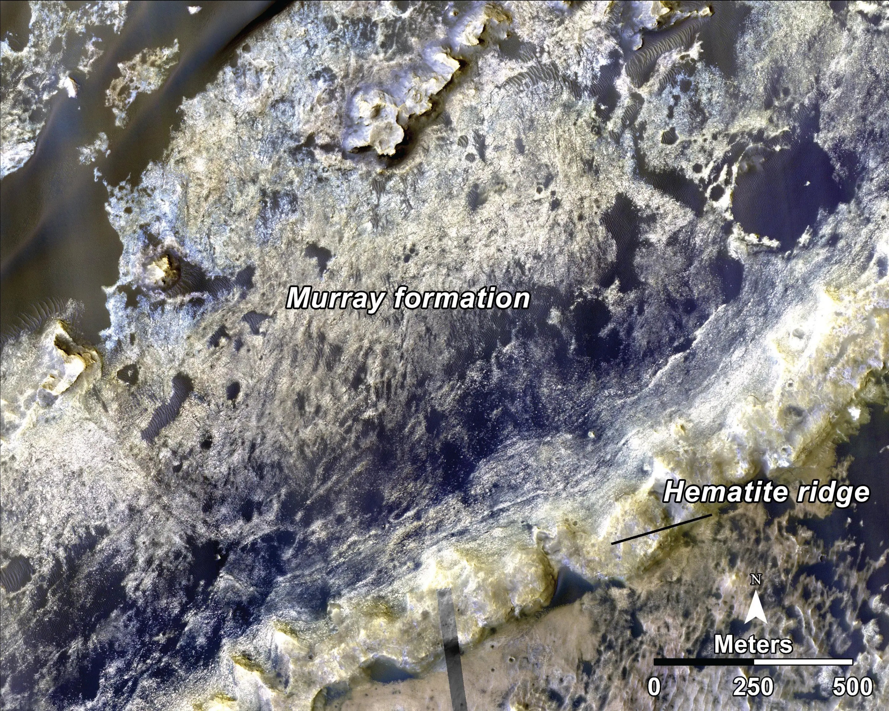 Transition between the Murray Formation and the crater floor (Image: NASA/JPL-Caltech/Univ. of Arizona)