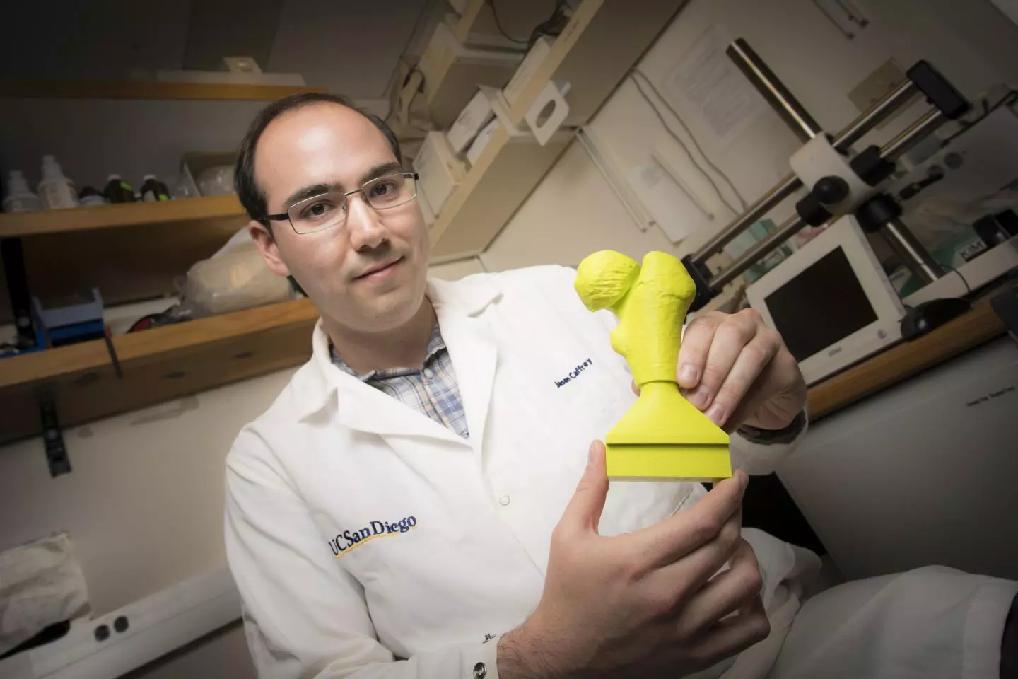 Jason Caffrey, an MD student with a PhD in bioengineering, led the 3D-printing effort