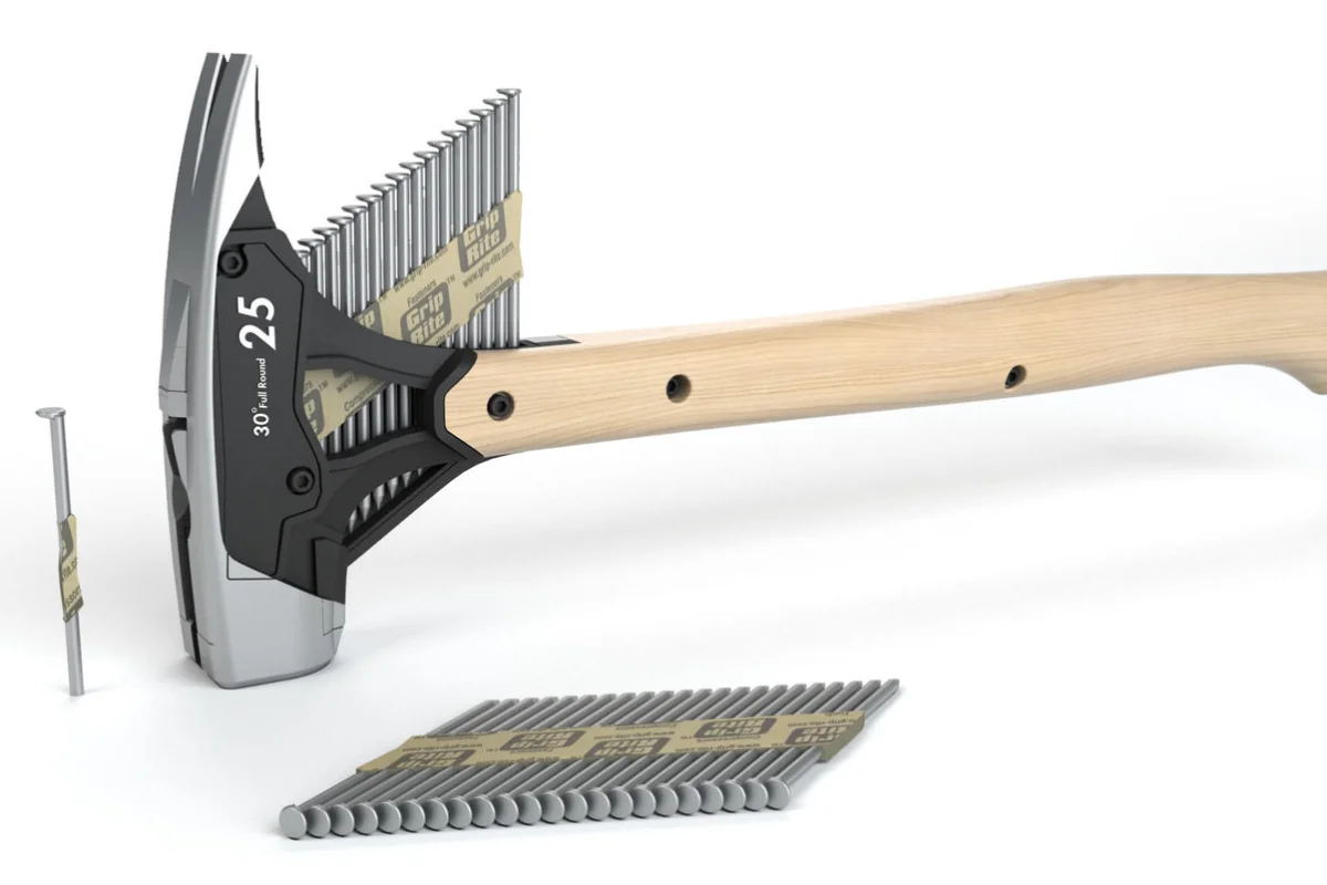 Michael Young got a provisional patent for his nail-dispensing hammer