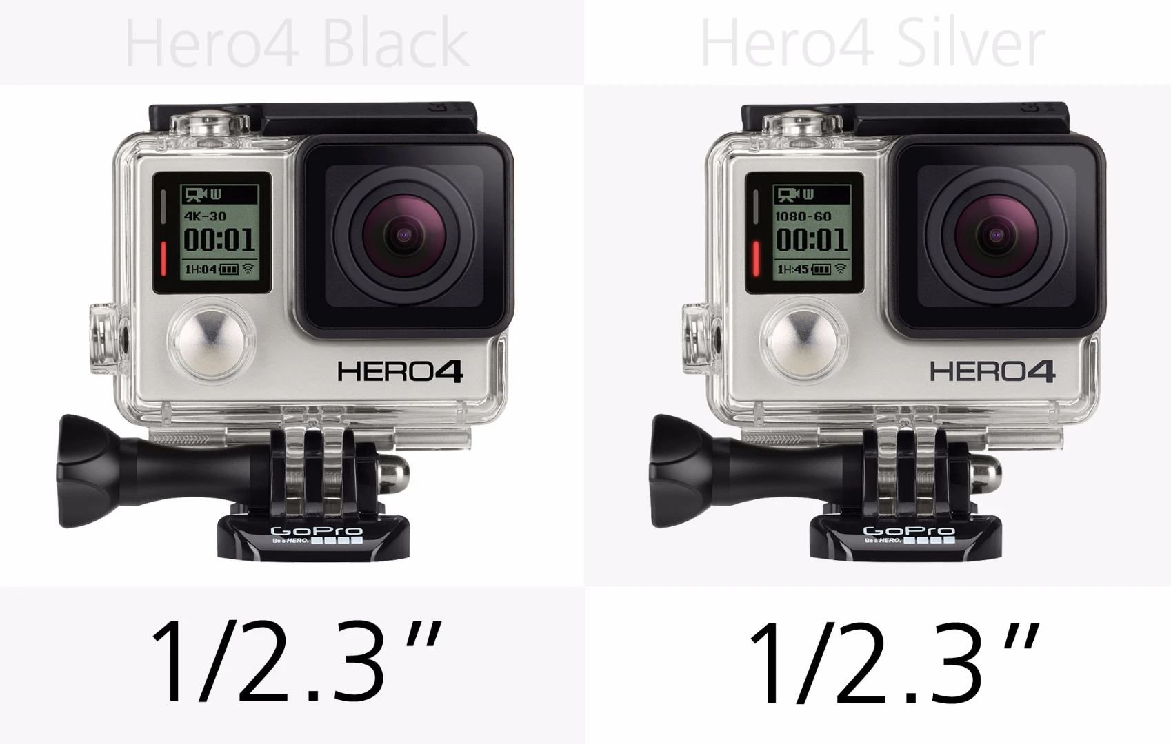 GoPro Hero4 Black and GoPro Hero4 Silver sensor size