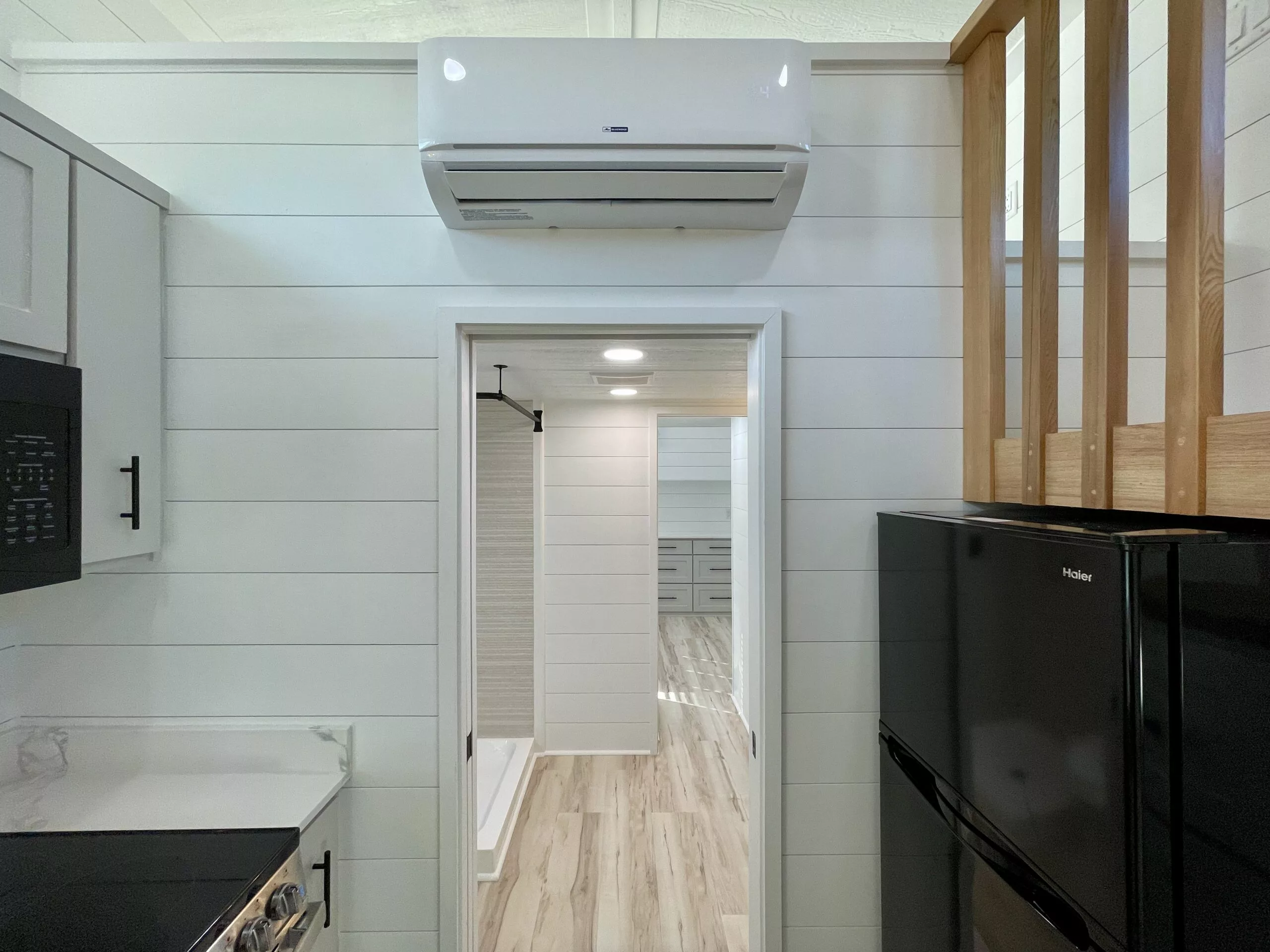 The New Chapter's bathroom is situated next to the kitchen