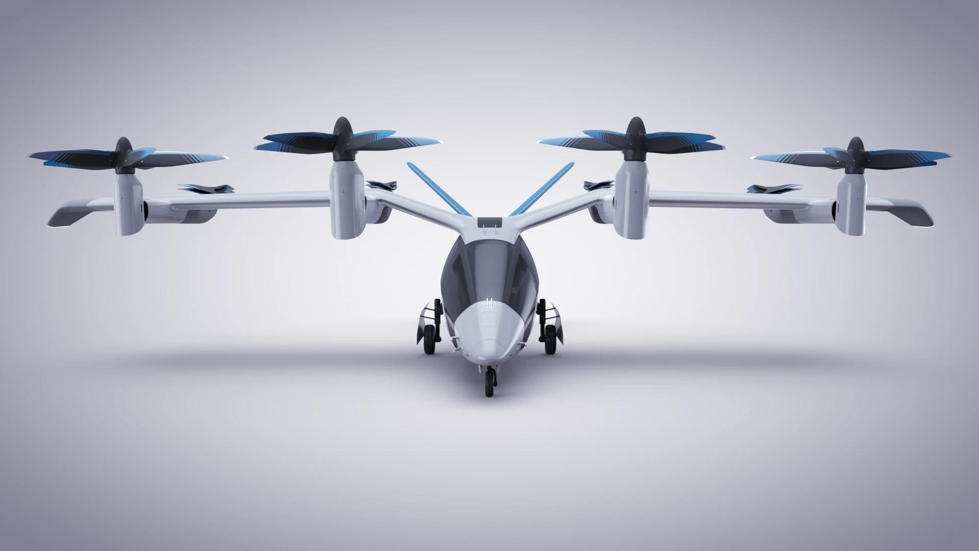 Minimal drag from the rear rotors in horizontal flight thanks to a folding, stacking design