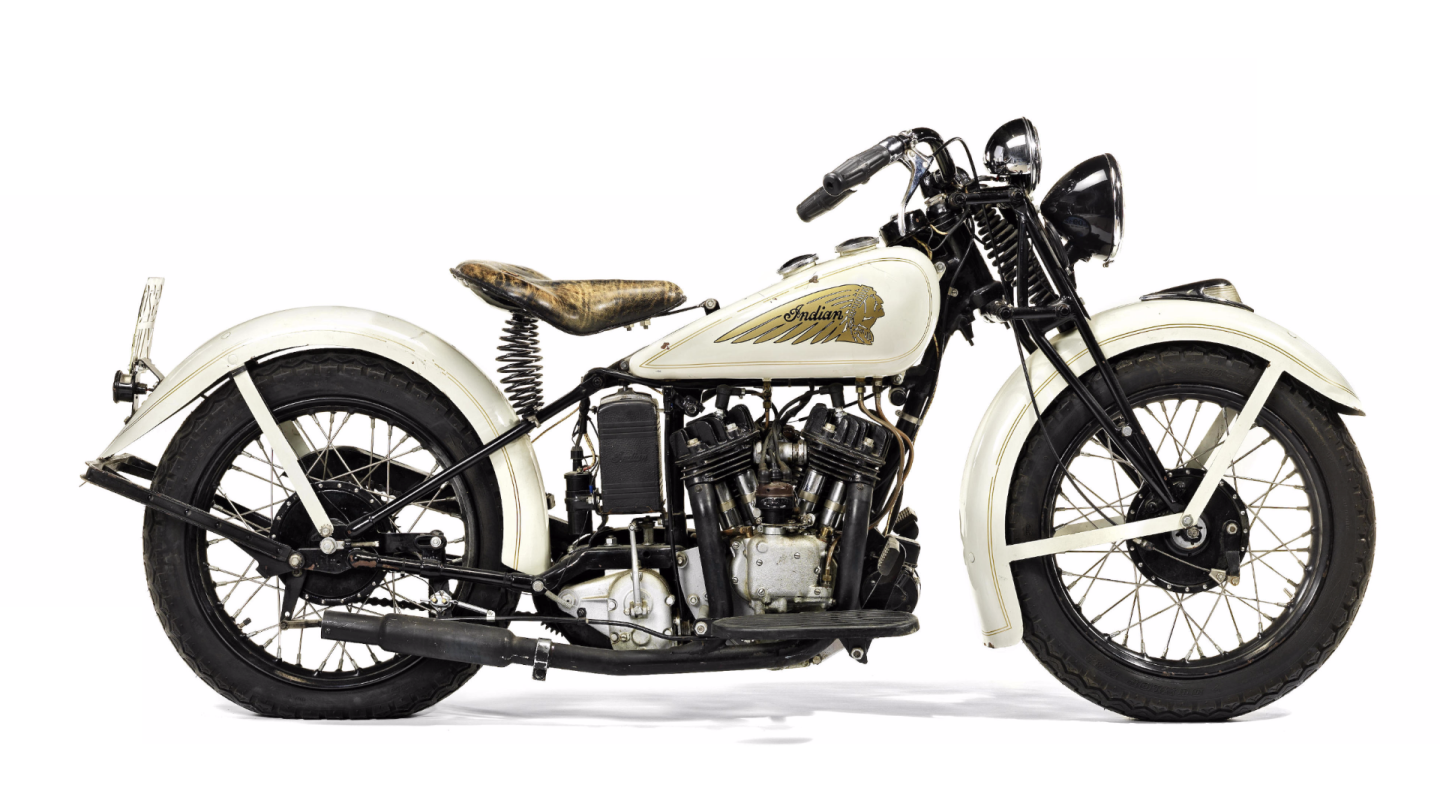 This former Steve McQueen steed, a 1934 Indian 750cc Sport Scout, was purchased by the current vendor at Bonhams' McQueen Sale in San Francisco in November 2006 for US$177,500. It sold at Stafford for £59,740 (US$92,236), which is an $80,000 discount. We've written about McQueen's "Midas touch" many times and the king of cool's brand values are pure gold. He is still one of the world's highest earning celebrities a third of a century after his death, more than a dozen of his former motorcycles are in the 250 most valuable motorcycles in the world, and earlier this year,Steve's Cyclone became the most expensive motorcycle ever to sell at auction. Well bought!