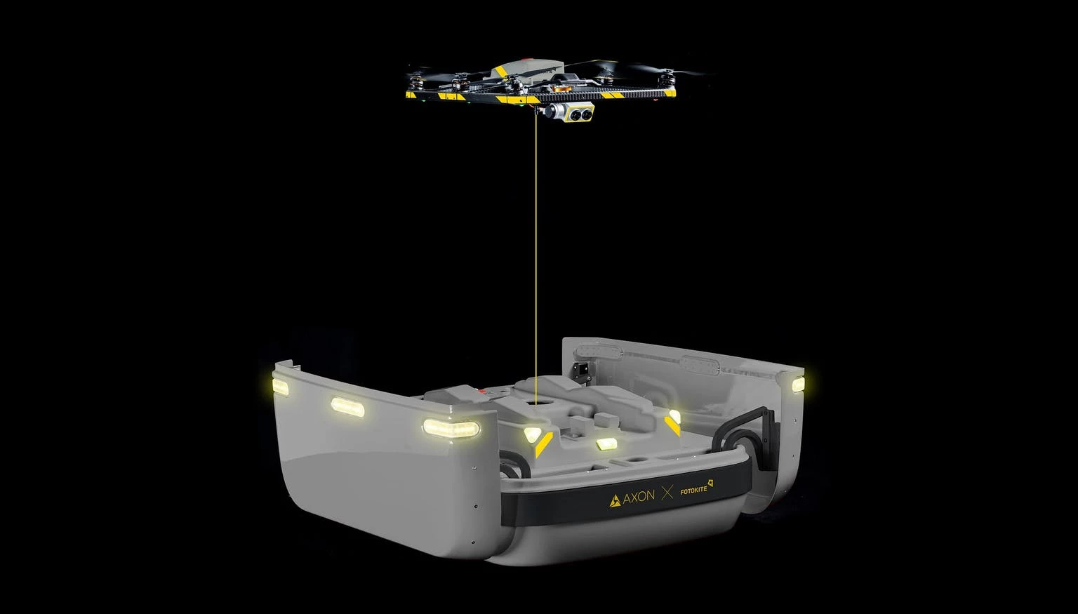 The Fotokite drone, shown here as part of the Axon Air system