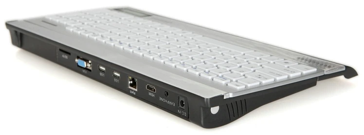 The CoolShip desktop computer has two USB 2.0 ports, 3.5-mm audio in and out, an SD card slot, Ethernet LAN, and 802.11b/g/n Wi-Fi technology