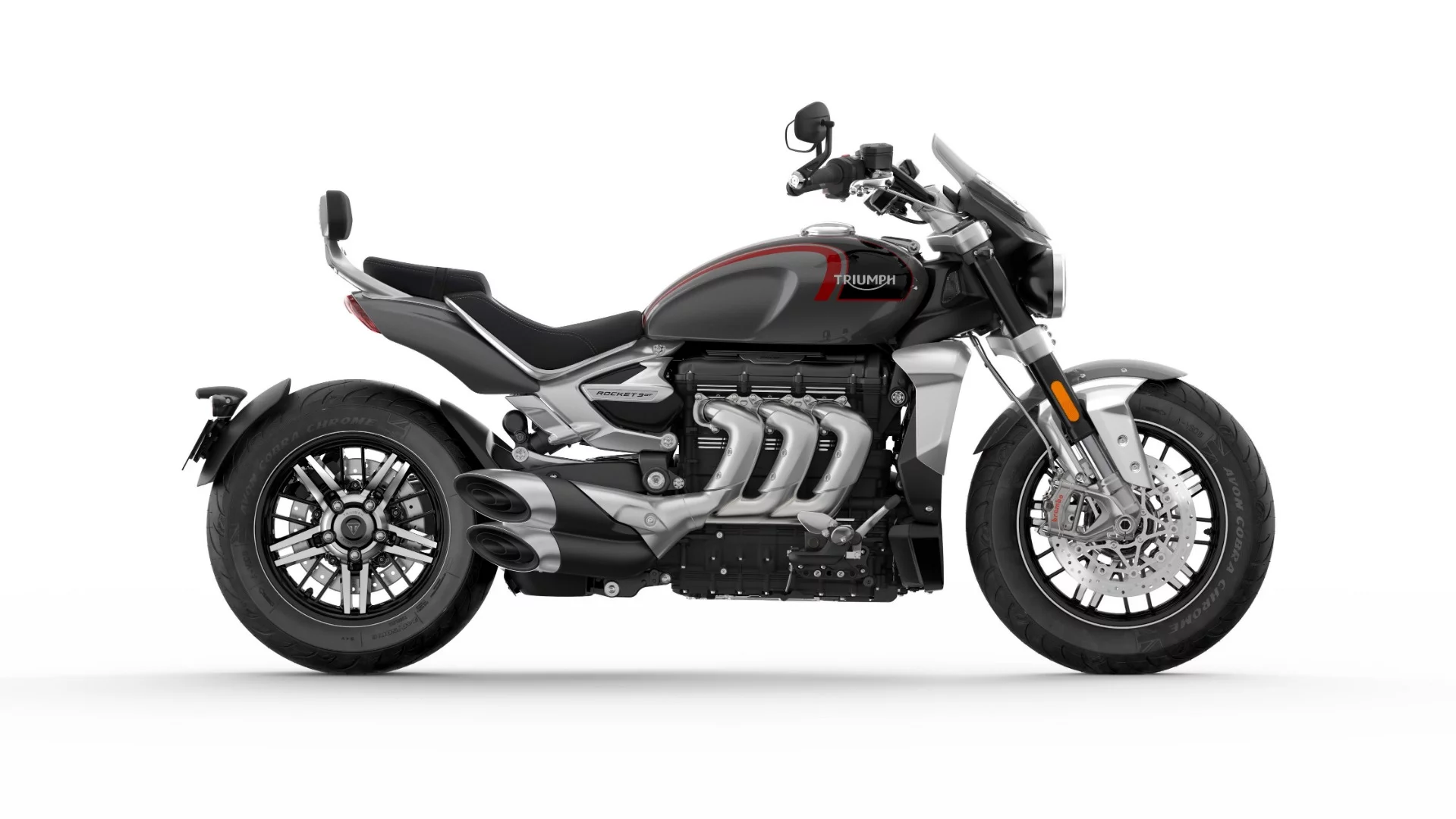 The 2020 Triumph Rocket 3 GT in a two-tone Silver Ice & Storm Grey color