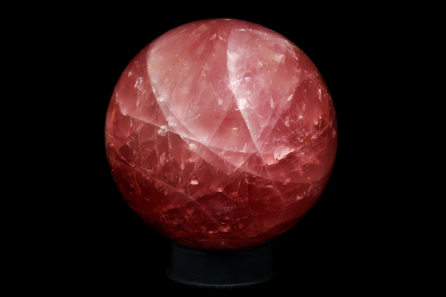 A 9 inch (23cm) diameter sphere of rose quartz