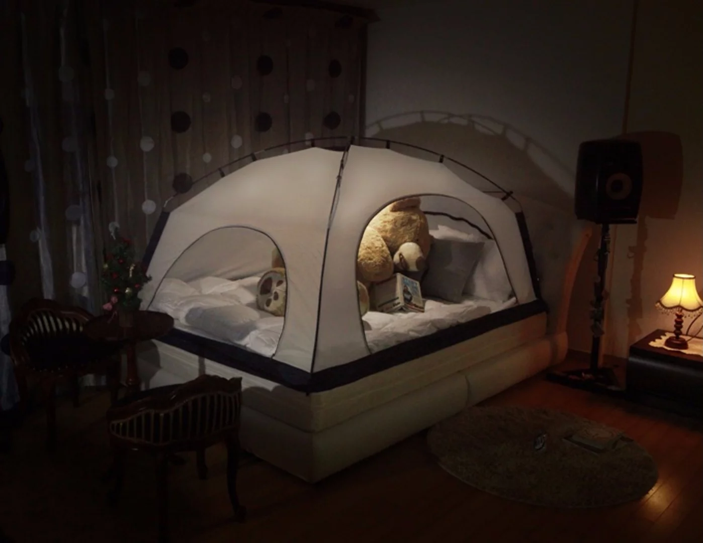 The Room in Room bed tent is designed to reduce heating bills in wintertime