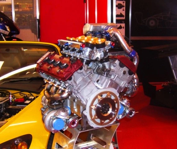 Hartley Enterprises V8 derived from grafting two Suzuki Hayabusa 1300 engines together. This one is extra special - that's a blower - 1000 bhp awaits.