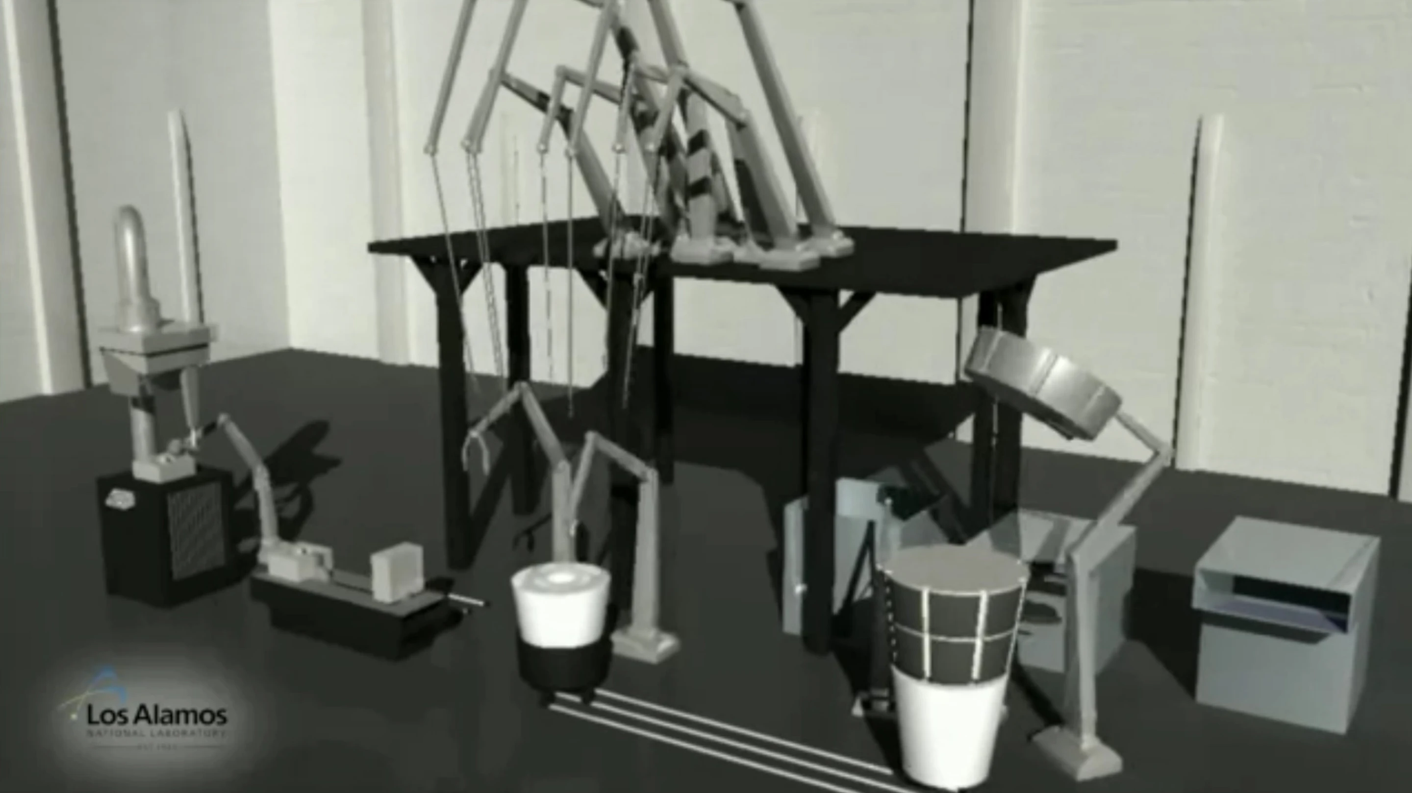 Artists concept of a robotic assembly plant for the Los Alamos reactor