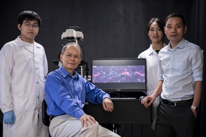 Members of the research team include (from left to right) PhD student Zhou Quan, Prof. K Jimmy Hsia, PhD student Xu Hongmei and Asst. Prof. Huang Changjin