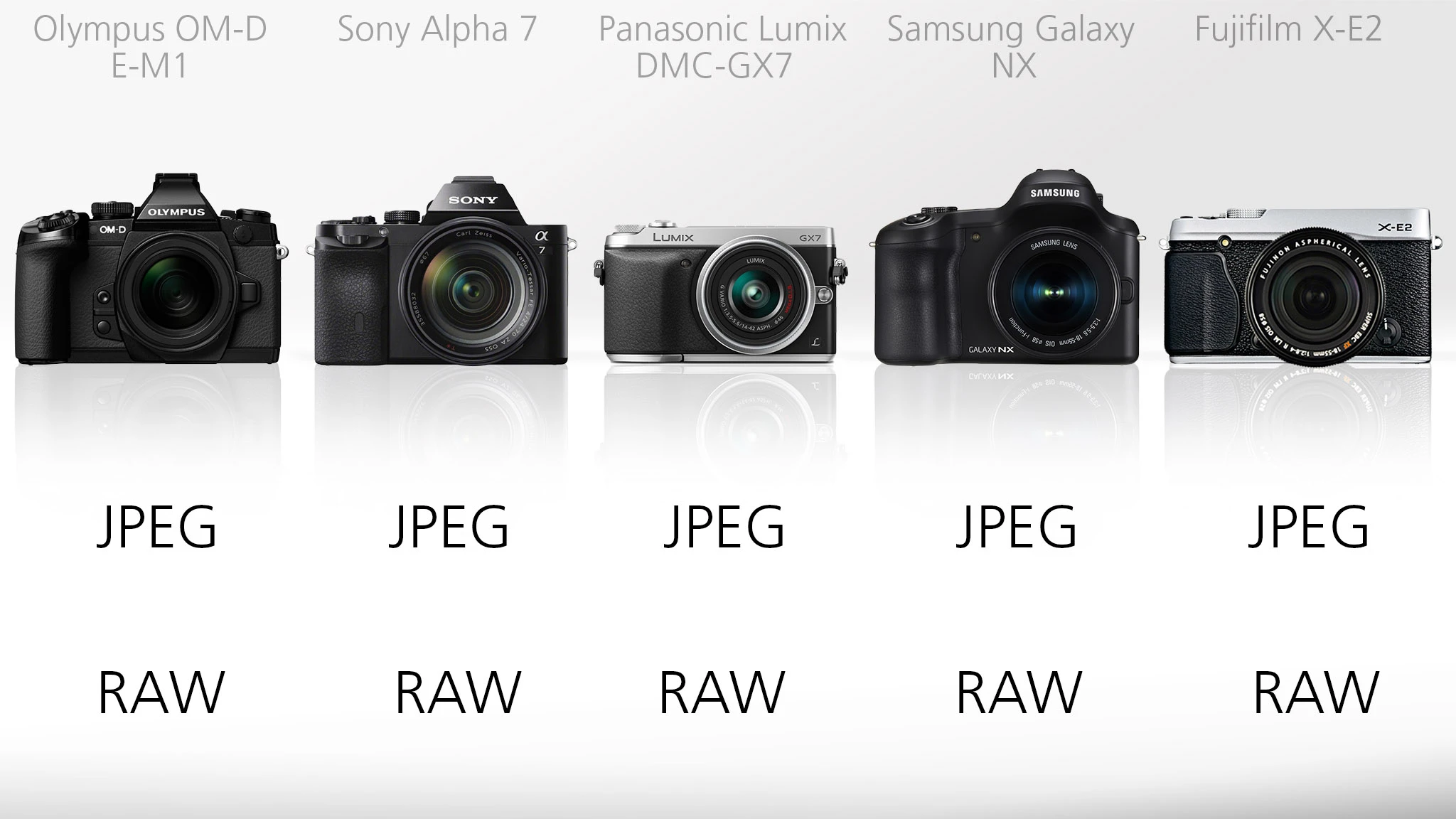 All of the cameras can shoot JPEG and more post-production friendly RAW files