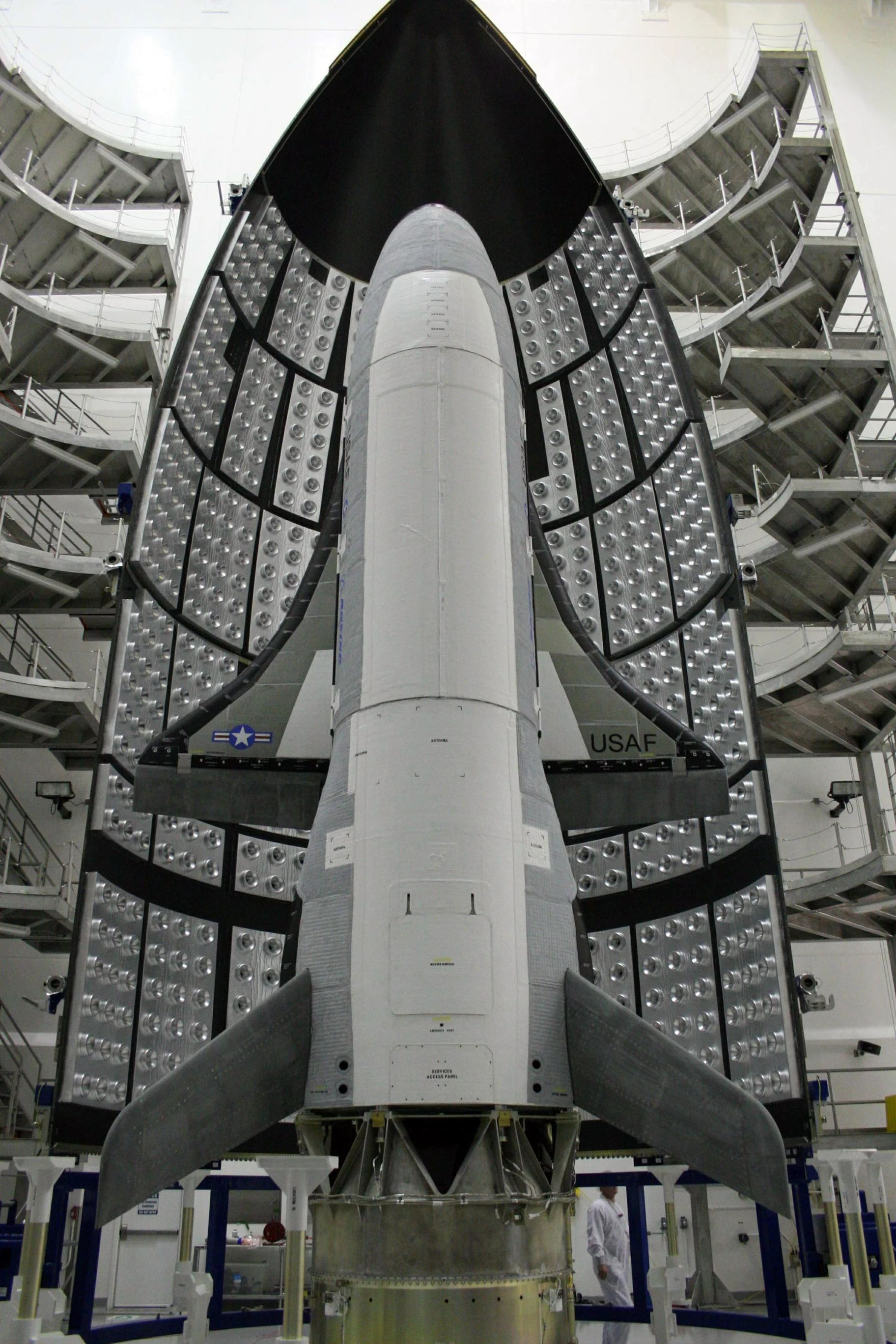 X-37B and aeroshield atop Atlas Booster (Image: USAF)