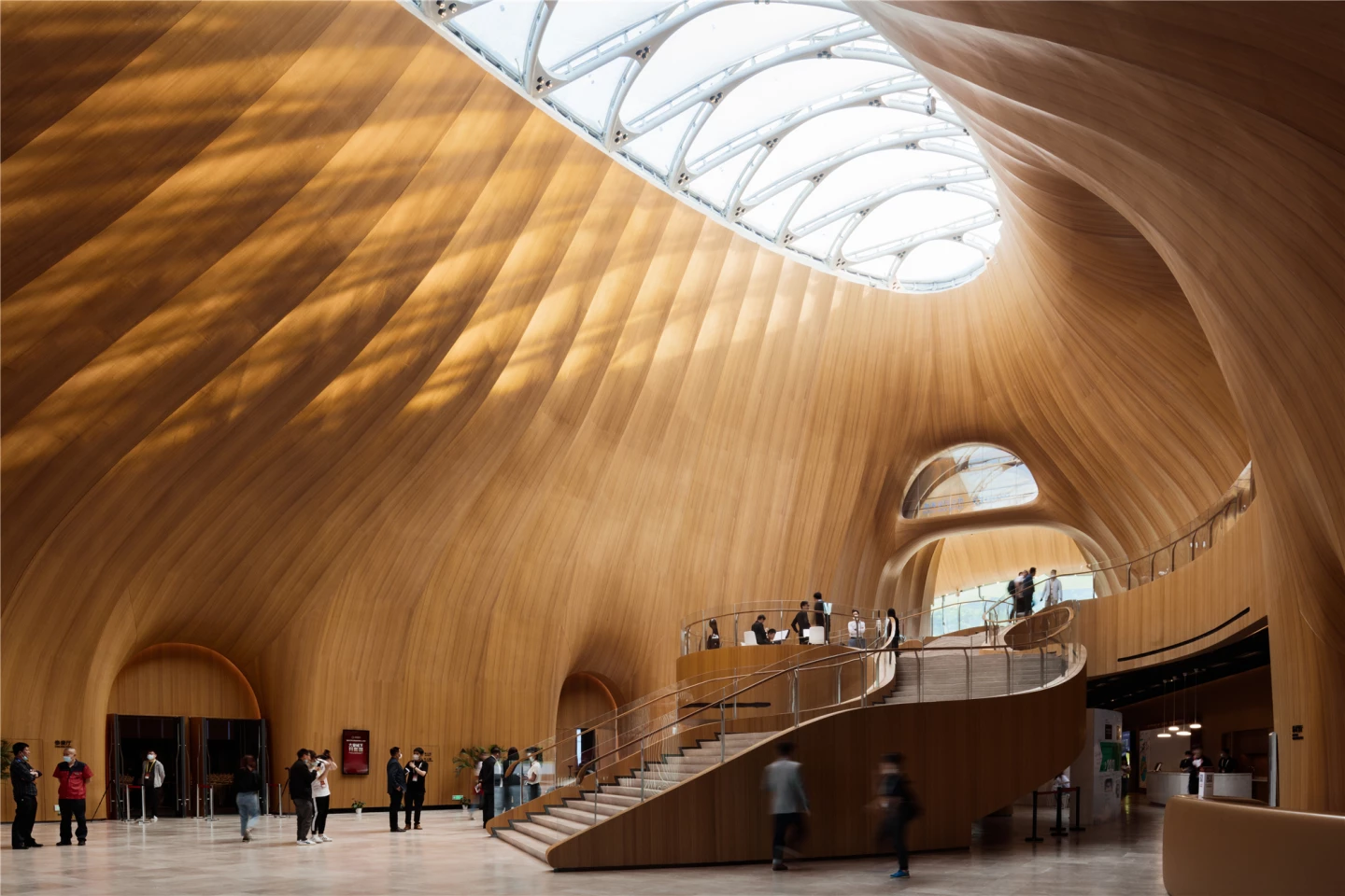 The Yabuli Entrepreneurs' Congress Center is arranged around an impressive skylight that increases natural light inside