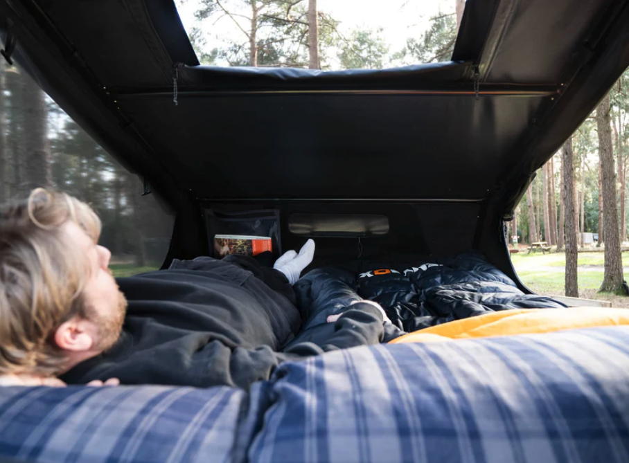 The Tentbox Go sleeps two on a taut fabric floor