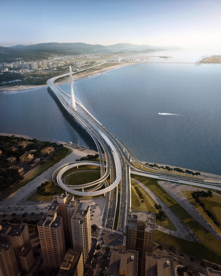 The Danjiang Bridge is intended to reduce traffic on the congested local roads