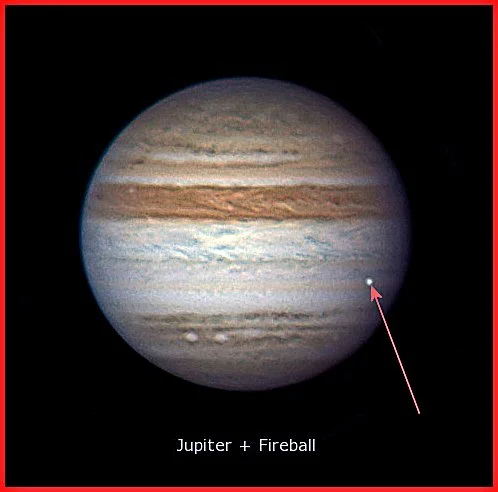 Photo of Jupiter taken June 10, 2010 by Anthony Wesley, an Australian amateur astronomer, of a fireball caused by the impact of a small (8-13 meter) asteroid hitting the planet (Photo: Anthony Wesley)