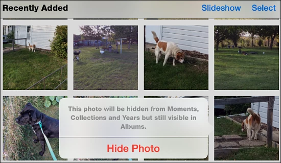 Hide photos from your local collection