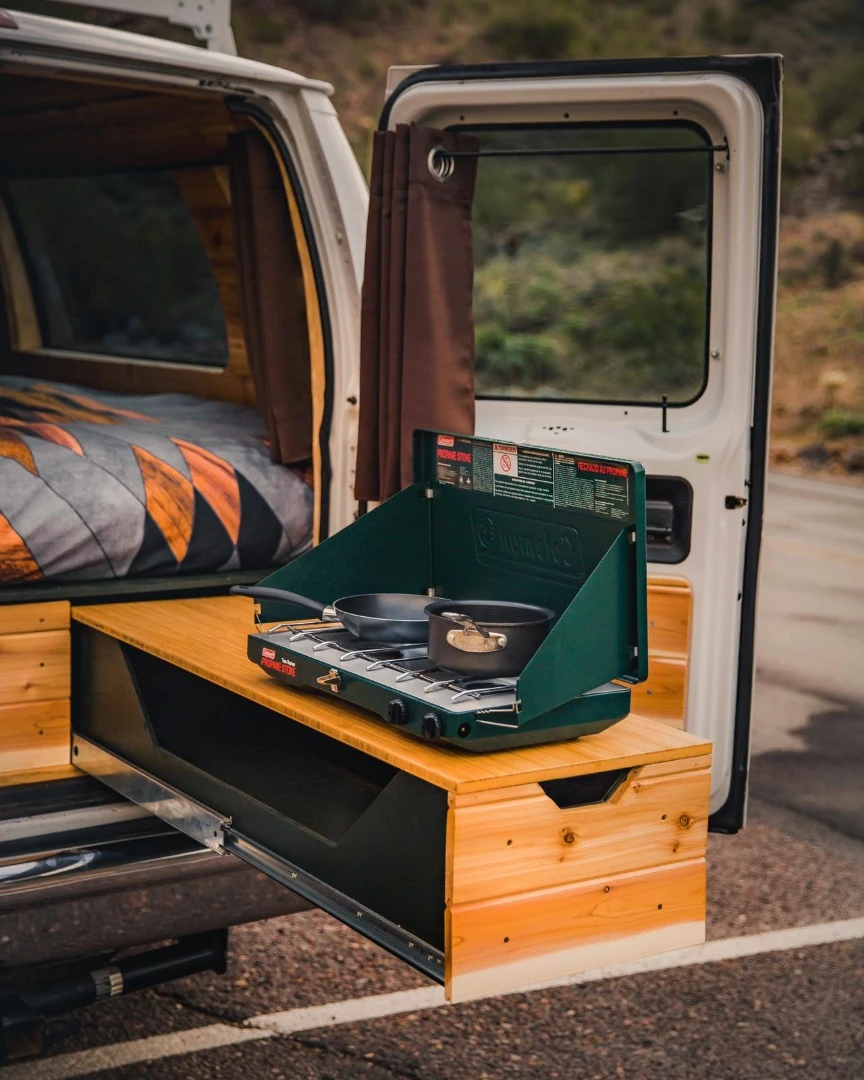 The standard $35K Boho package includes a rear slide-out with bamboo countertop