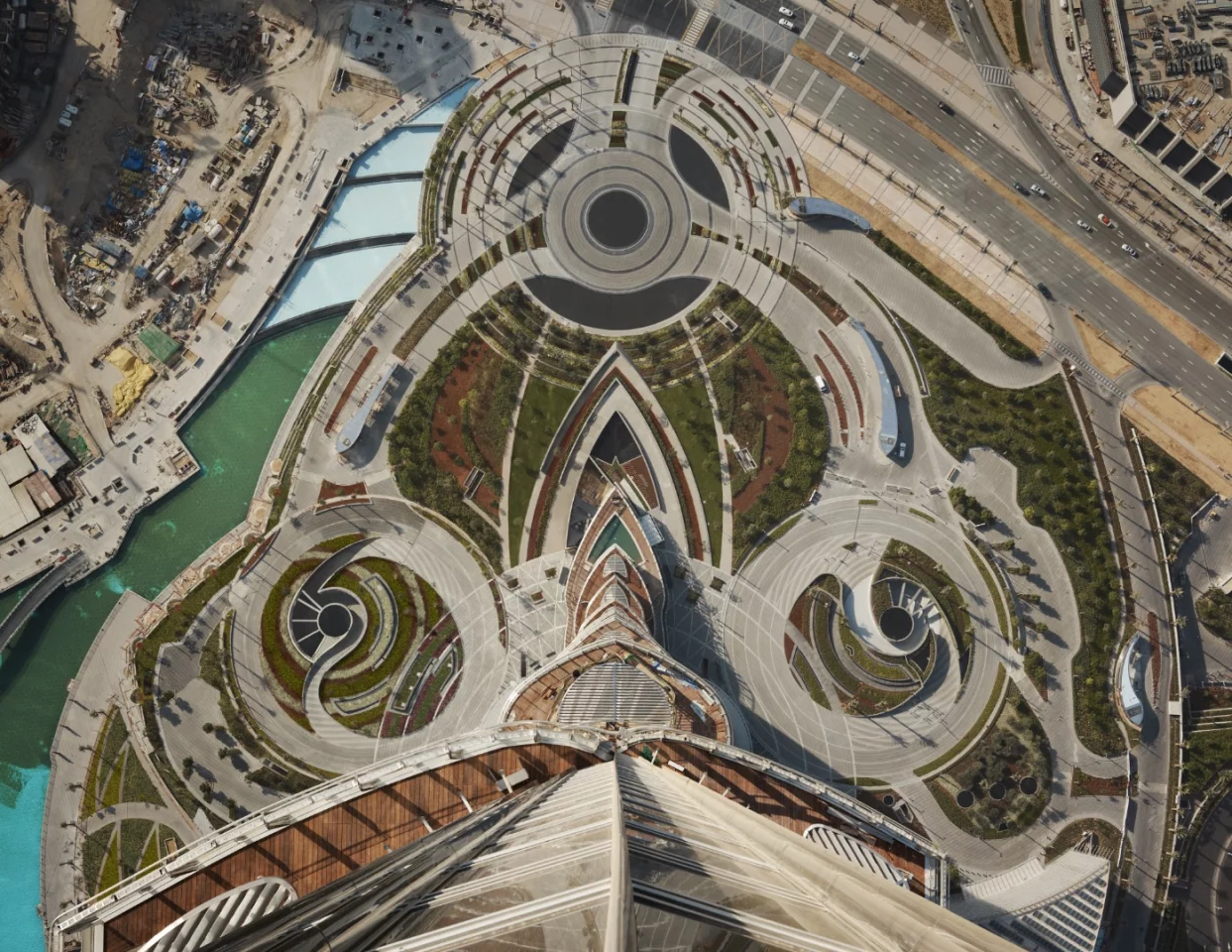 Looking down at the Burj Khalifa