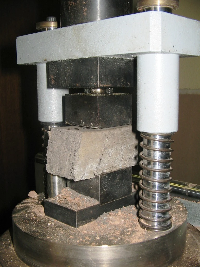 One of the bricks being strength-tested
