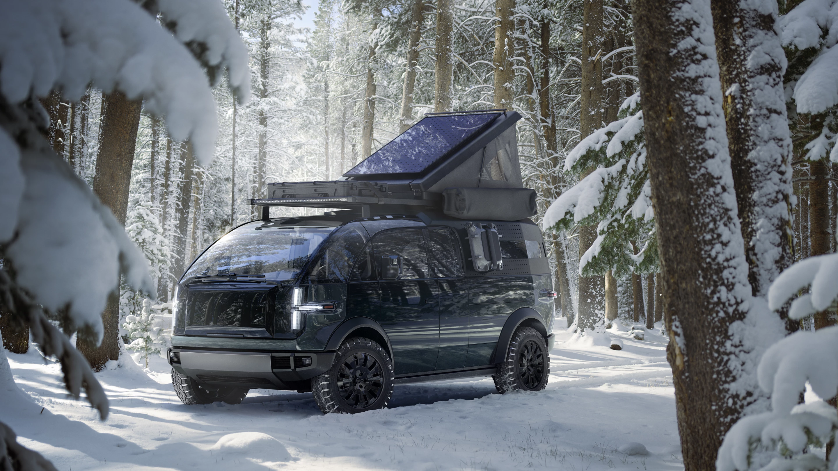 Canoo reports that the electric pickup has been designed with campers in mind