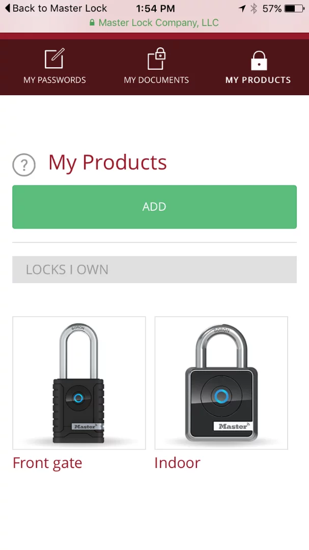 Master Lock Vault - "My Products"