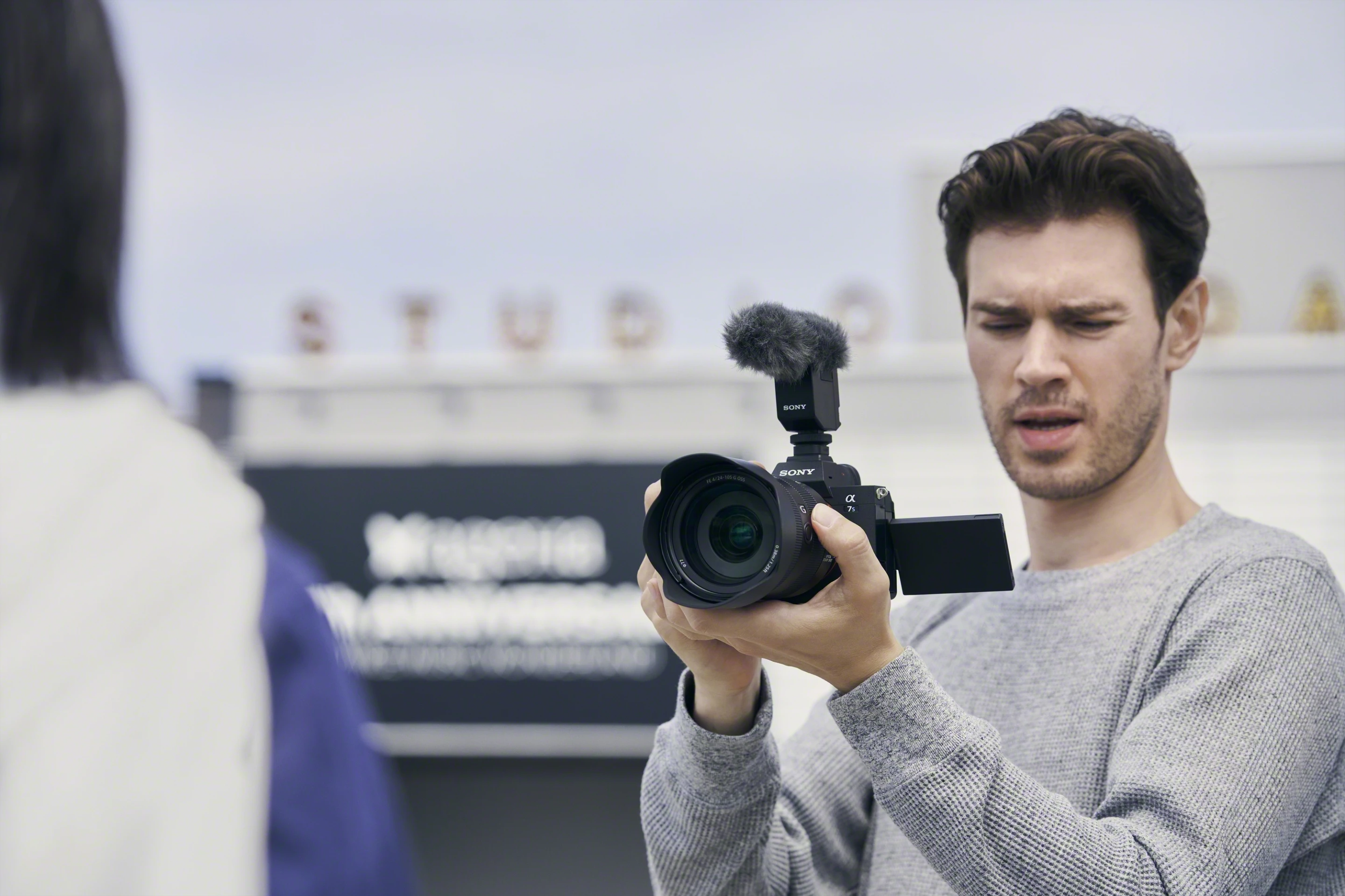 The camera's hotshoe has been given a digital audio interface for better recordings when using a compatible external microphone