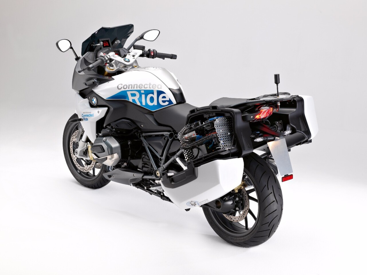 The BMW R1200RS ConnectedRide is equipped with prototype communication equipment