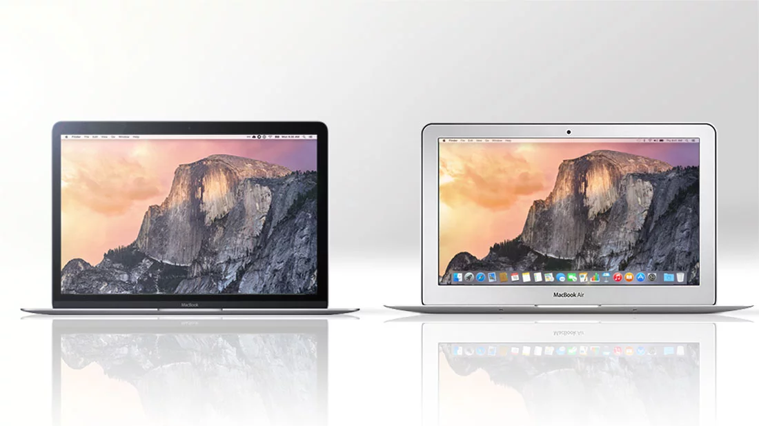 Gizmag compares the features and specs of the new 12-in MacBook (left) and the 11-in MacBook Air
