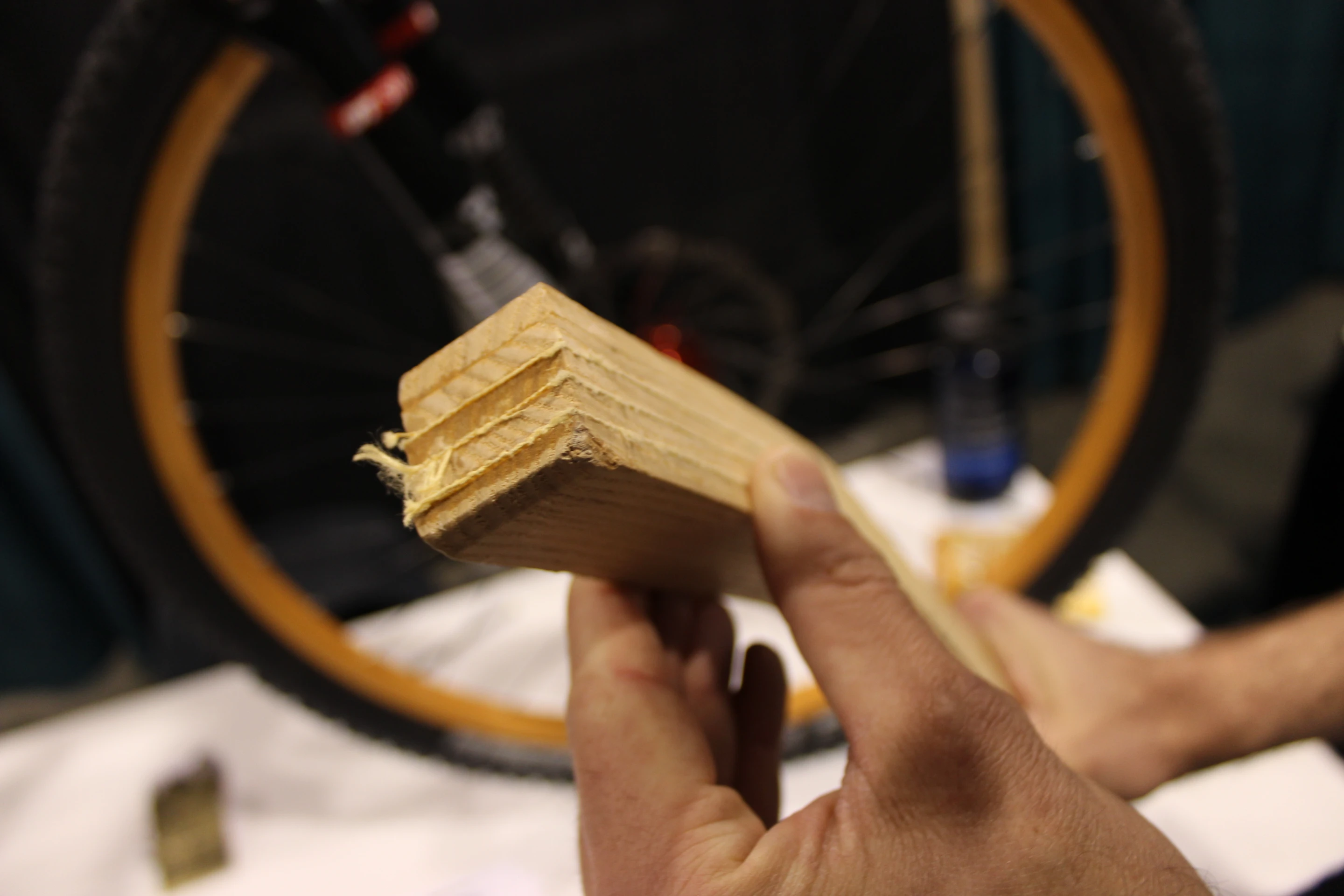 The DURT bike has had sections of the steam-bent, locally-sourced reclaimed wooden-frame reinforced with Kevlar
