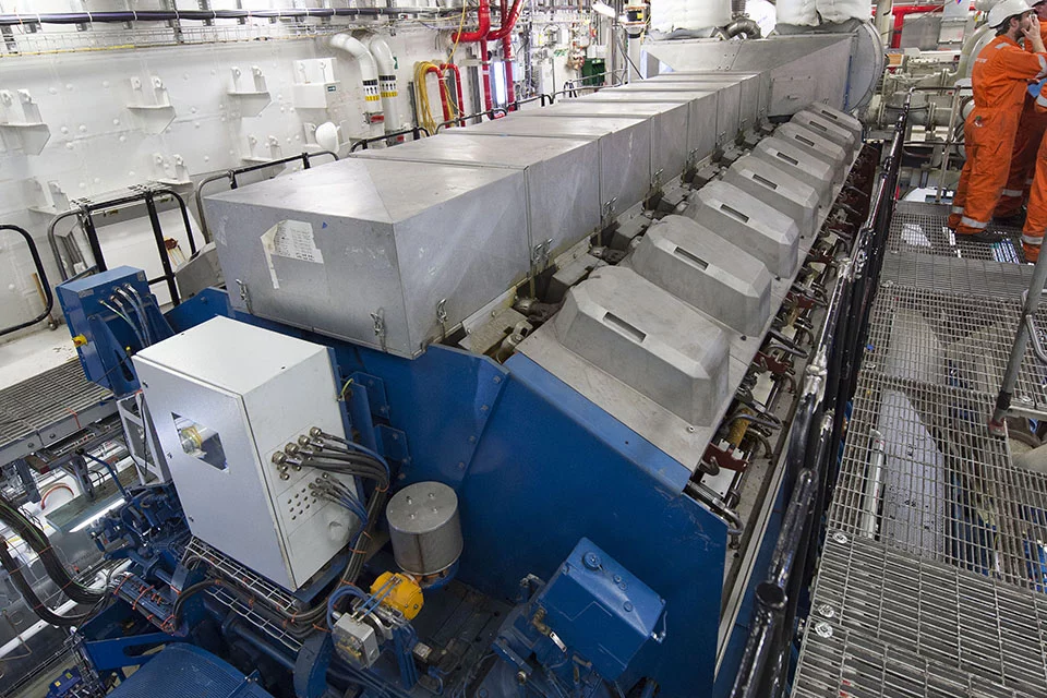 One of four diesel engines aboard HMS Queen Elizabeth