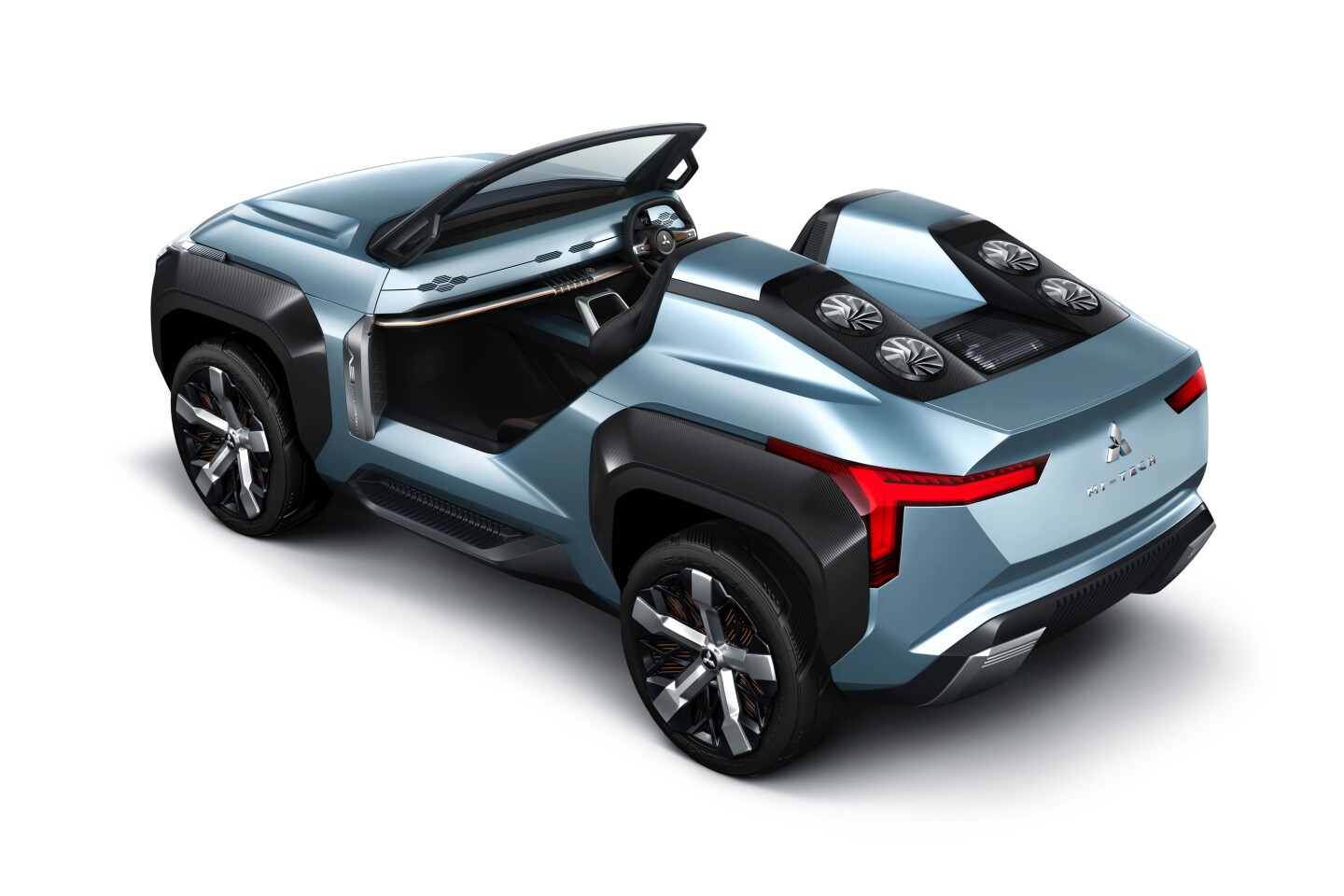 The visible turbines provide battery charging to keep the motors running