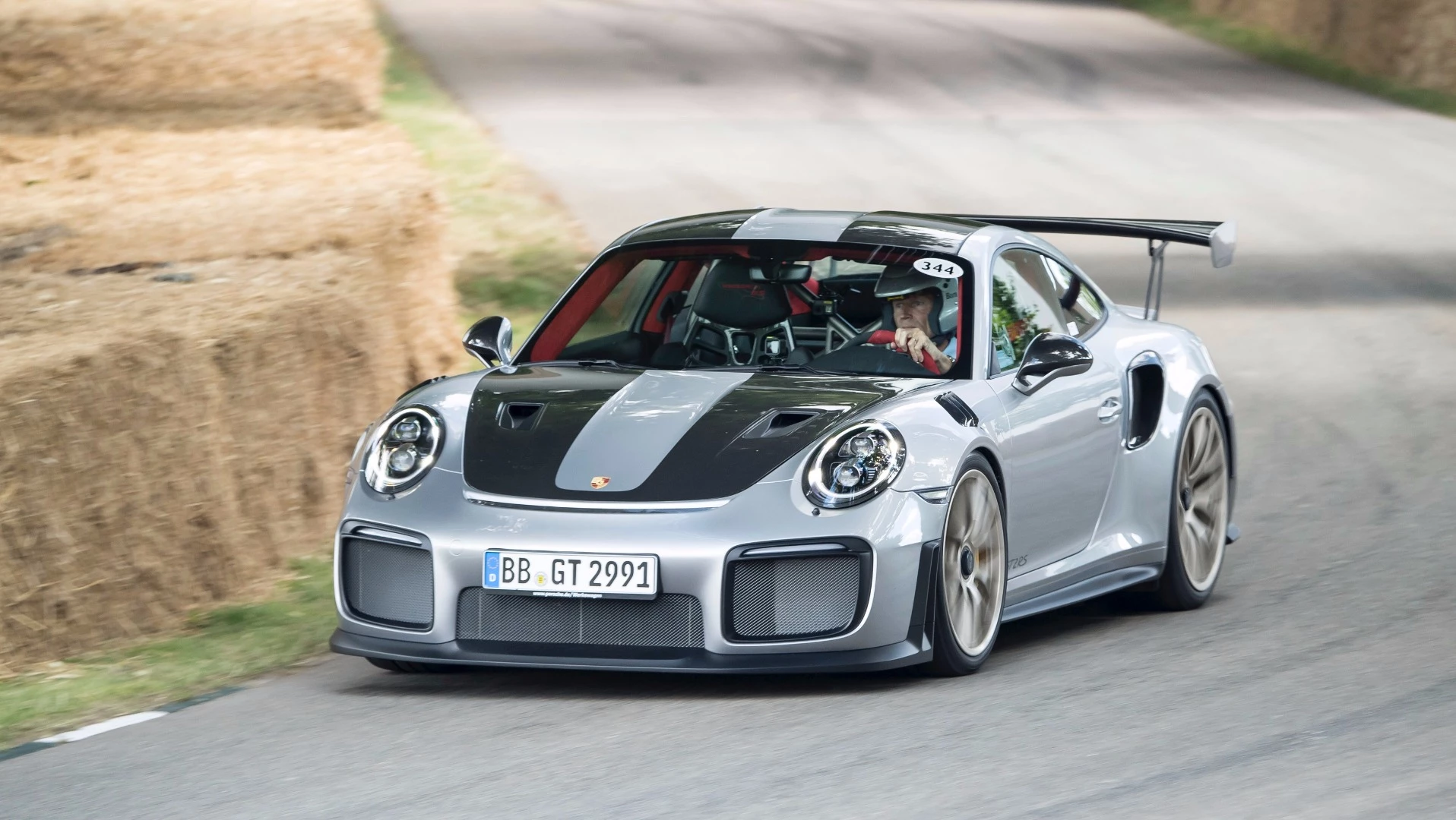 The broad air intakes on the GT2 RS feed big brakes and a 700 hp engine