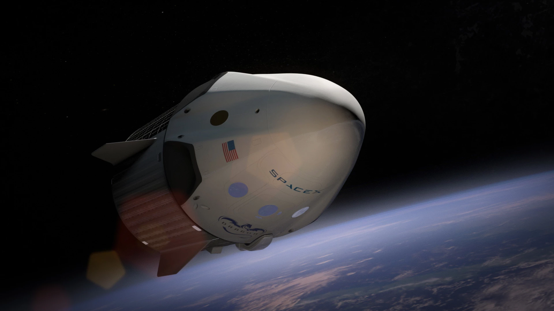 Artists impression of the Dragon V2 in orbit (Image: SpaceX)